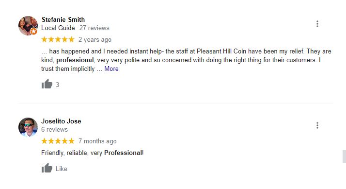Pleasant Hill Coin and Jewelry Exchange Customer Reviews